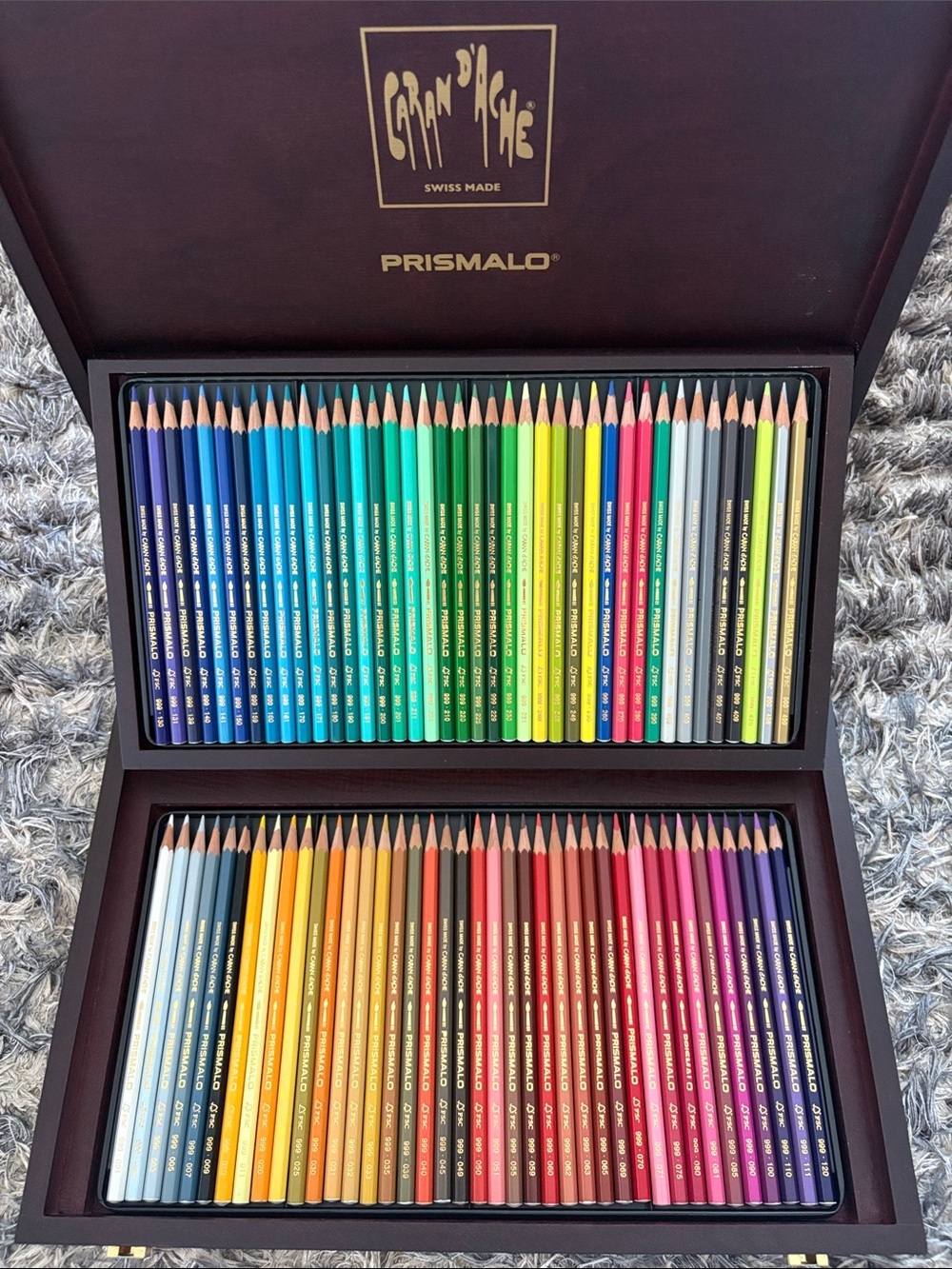 Caran d’Ache Prismalo Aquarelle 80 Colored Pencils Luxury Wooden Box Set - Picture 6 of 16